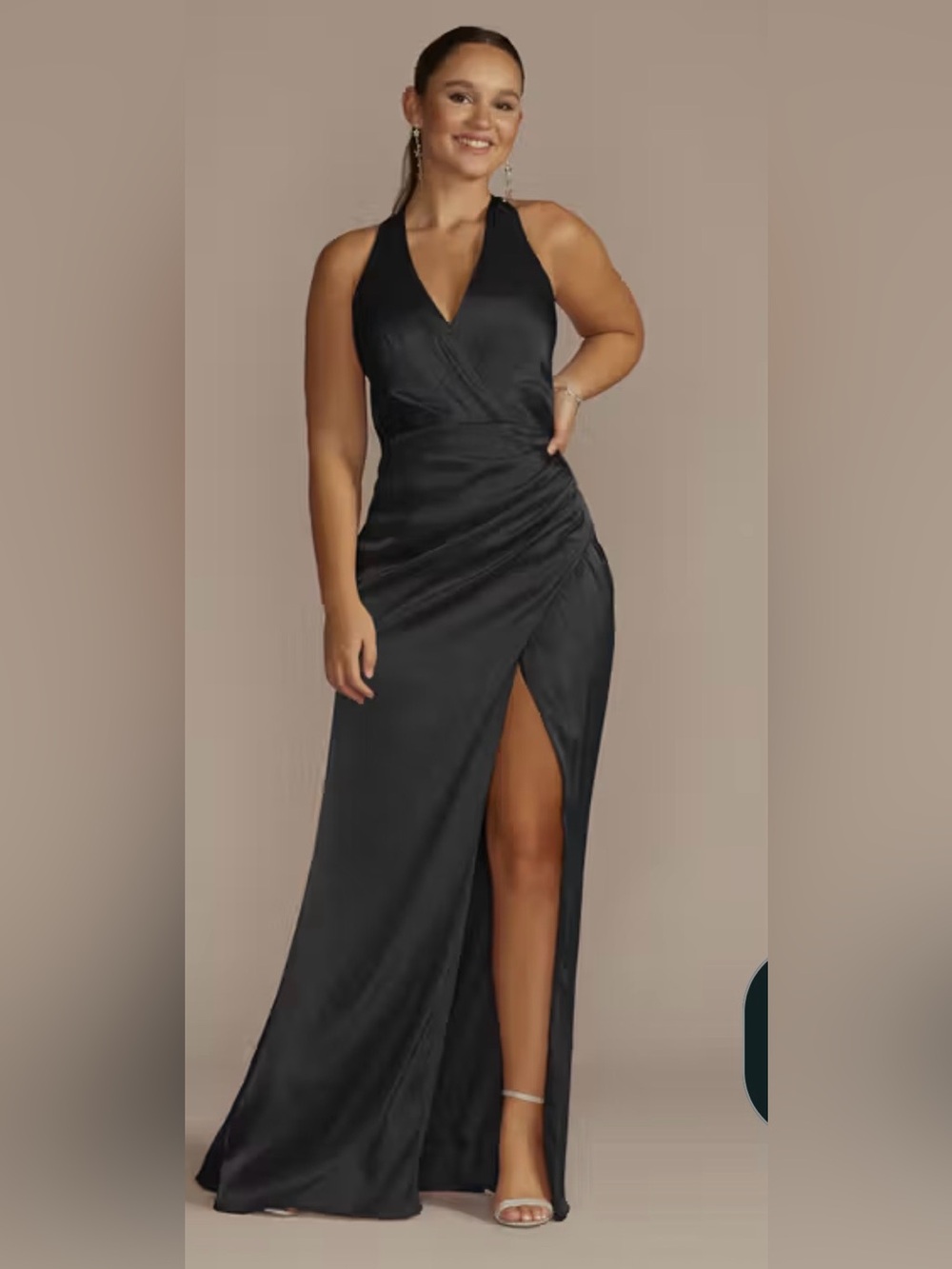 Black Halter Dress with Side Slit